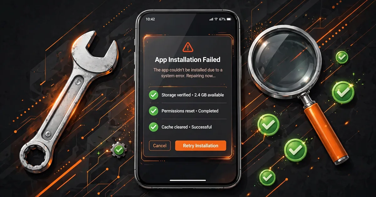 Android app not installed error message with fix steps for Macro Space