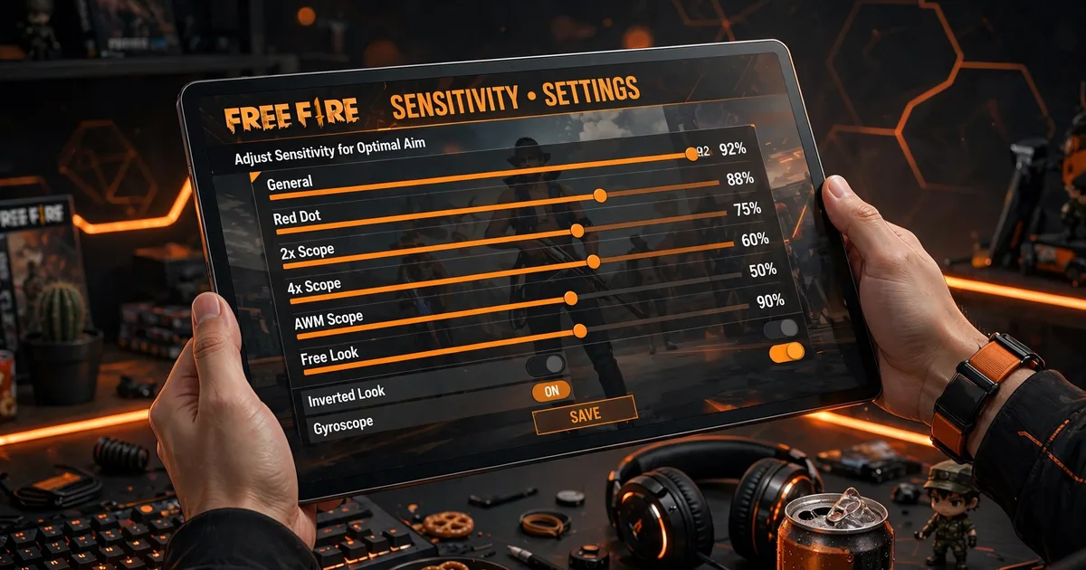 Free Fire sensitivity settings on Android tablet and iPad screens