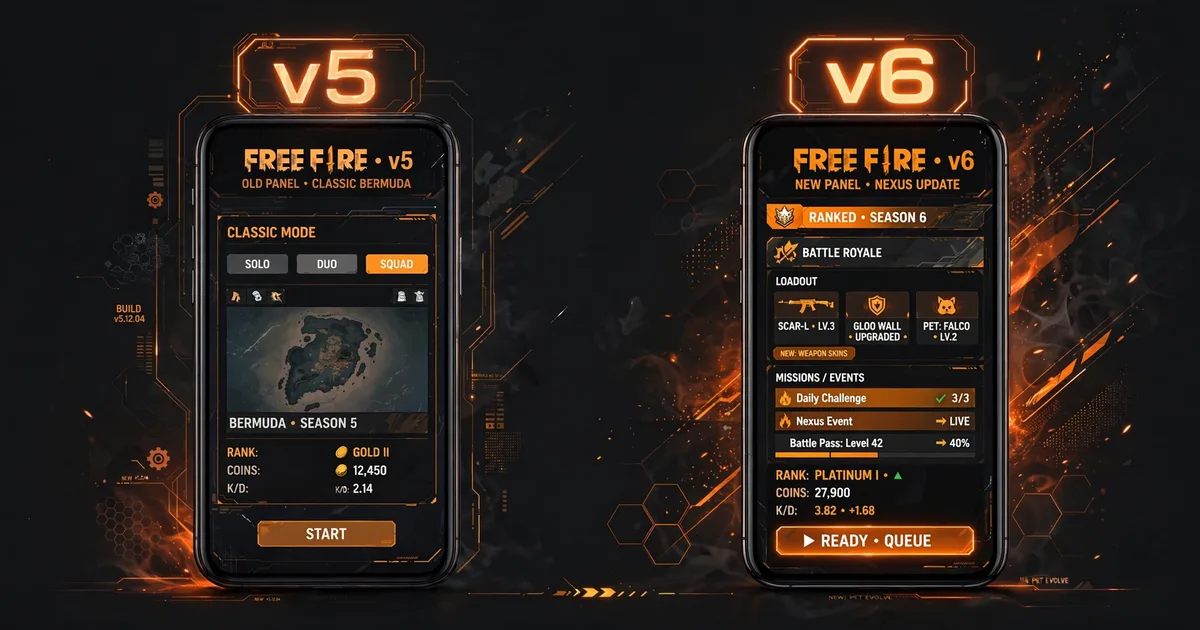 Side-by-side comparison of Macro Space v5 and v6 app interfaces