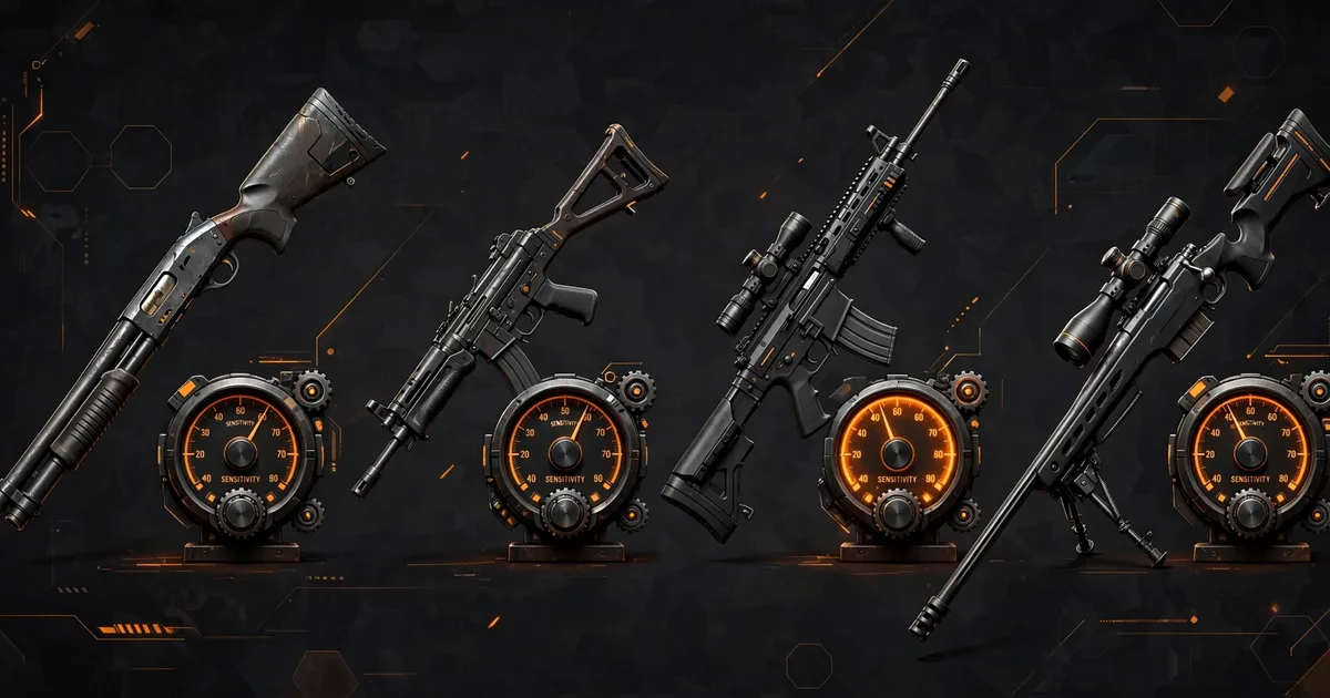 Free Fire weapons M1887 MP40 AK AWM with sensitivity settings chart